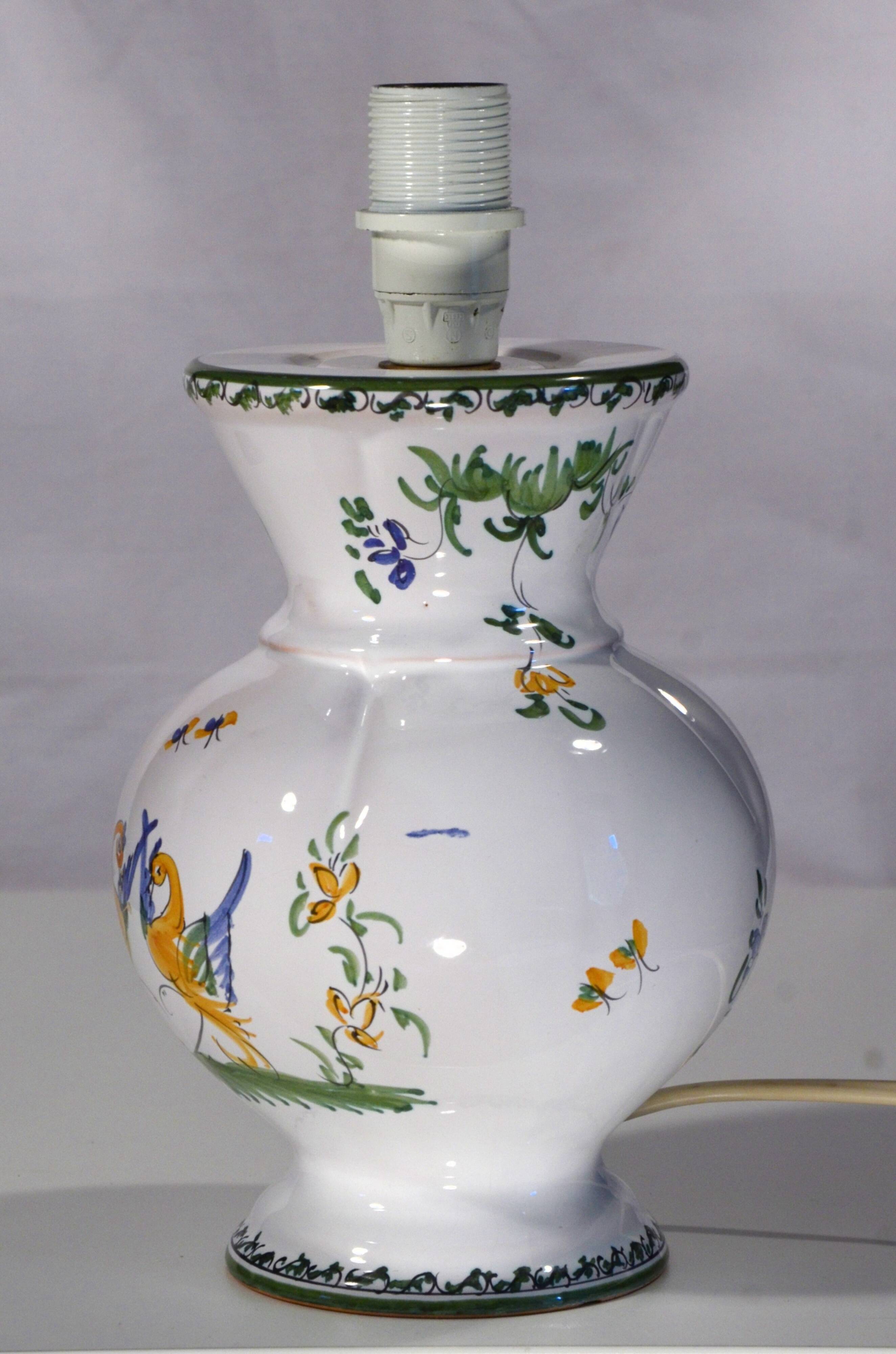 Handcrafted lamp base in Moustiers faience, 13x18cm, Made in France