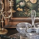 Silver-plated metal and crystal aperitif service