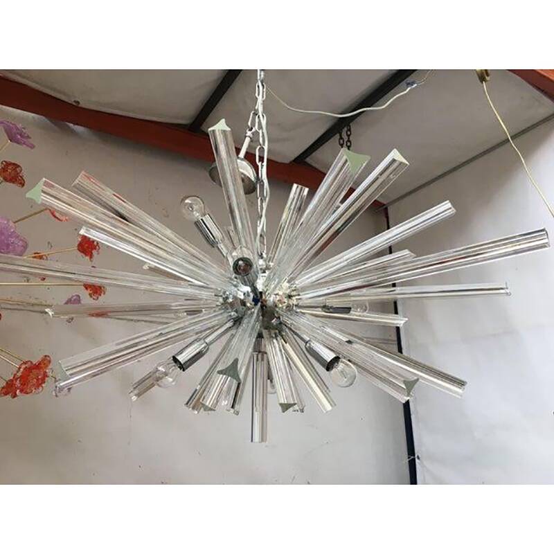 Murano Glass Oval Murano Glass Triedro Sputnik Chandelier