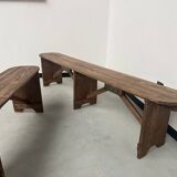 Pair of pine farm benches, 1950s