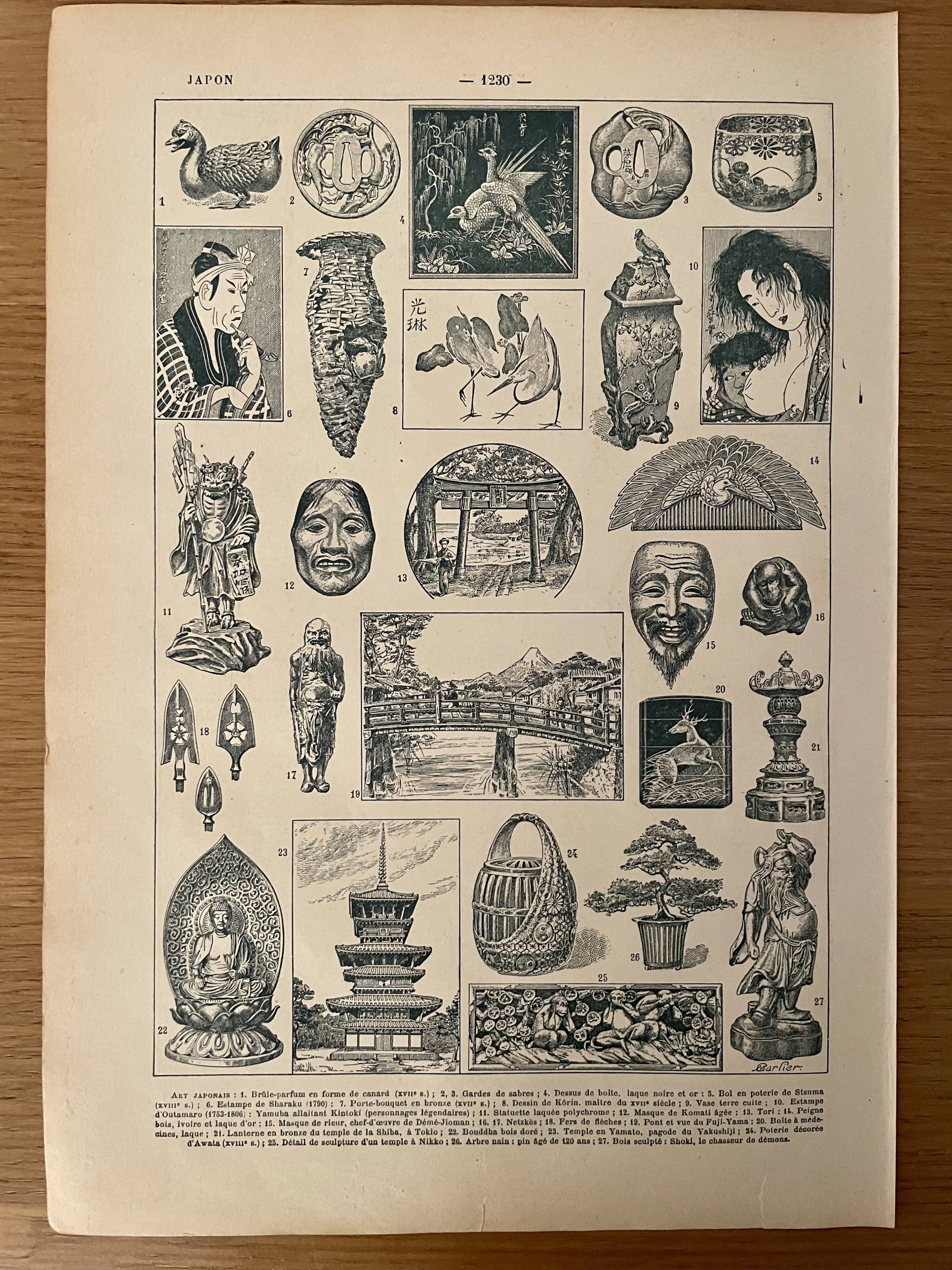 Lithograph engraving on the arts of Japan from 1922