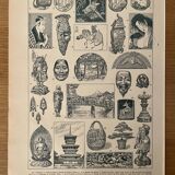 Lithograph engraving on the arts of Japan from 1922