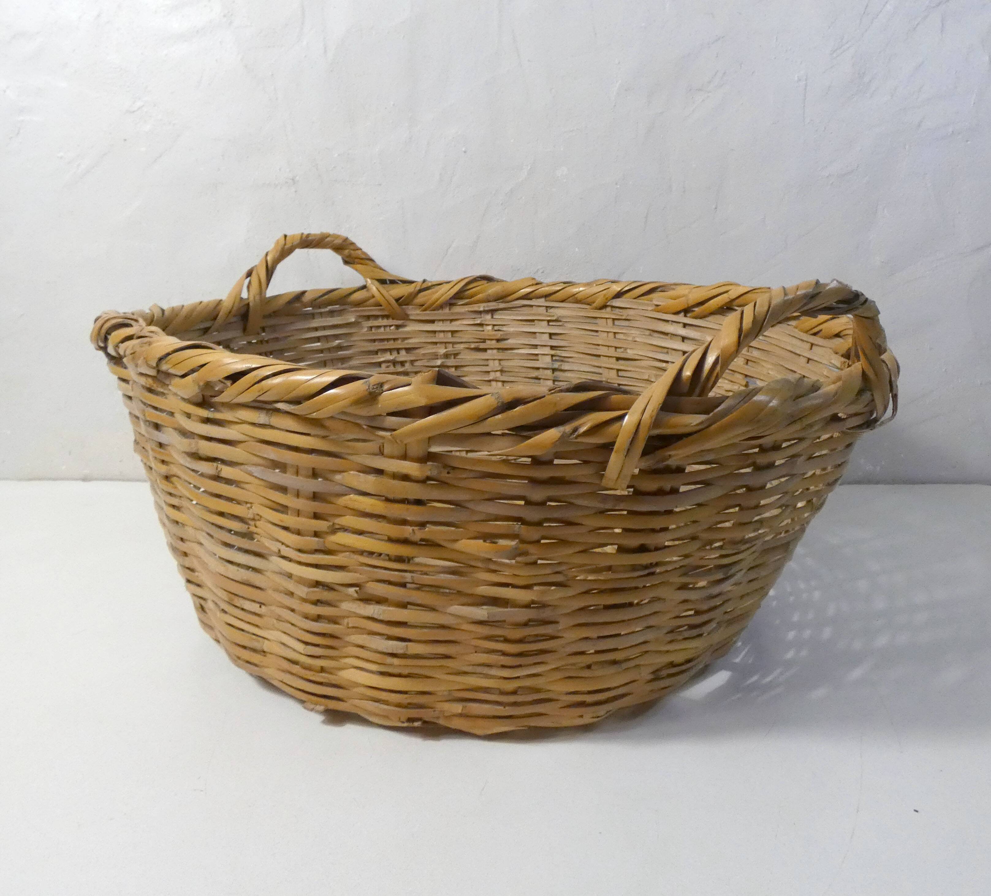 large vintage rattan basket