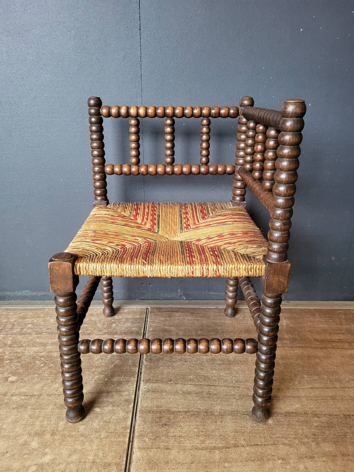 Authentic old corner armchair chair, fireside type, in good condition