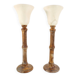 Pair of vintage lamps in natural stone and alabaster, PEGASAM style