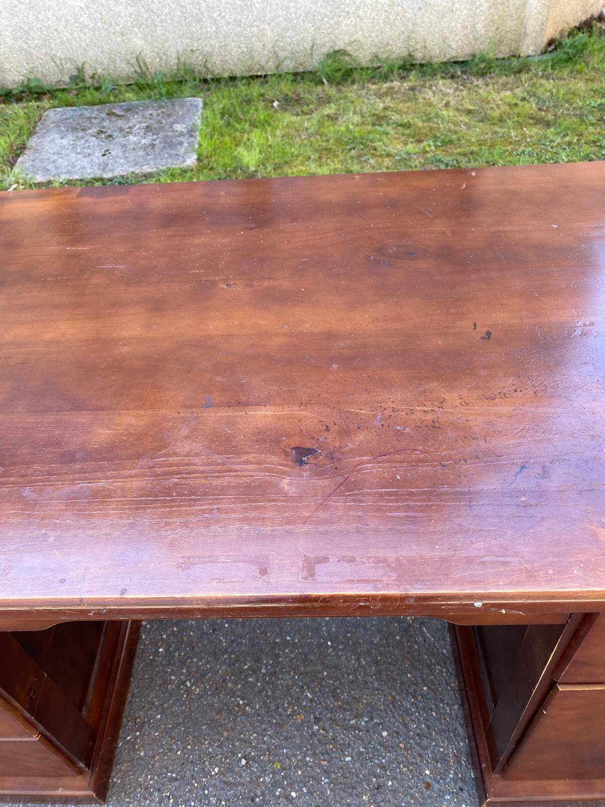 Solid pine wood desk with 8 drawers