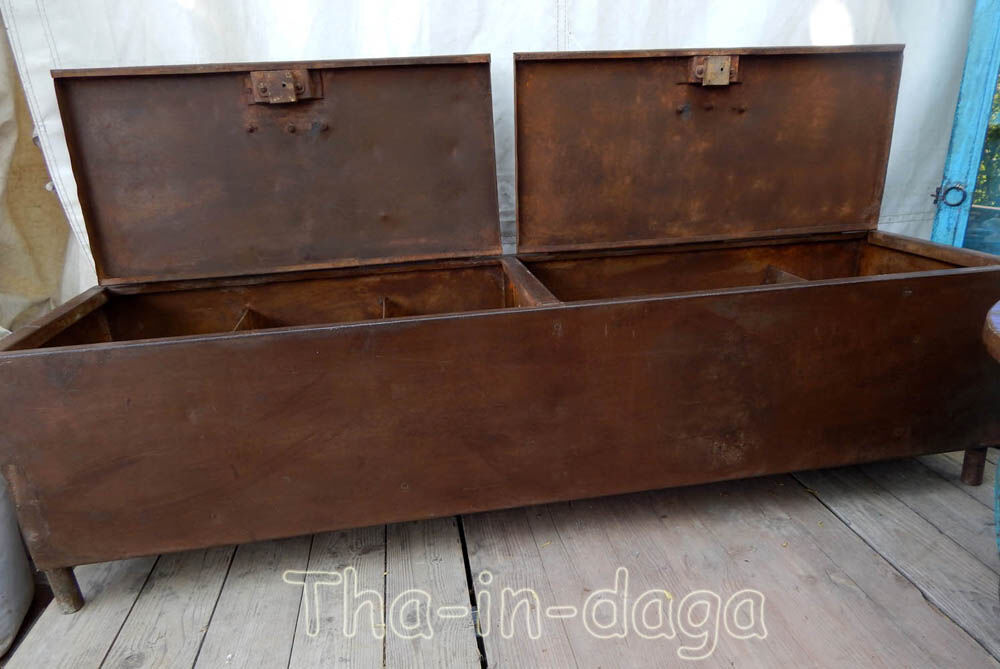 Long industrial metal low cabinet