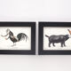Lot de 2 chimère encadrées lithographie gravure animal