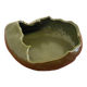 Vintage ceramic asymmetrical bowl in olive green