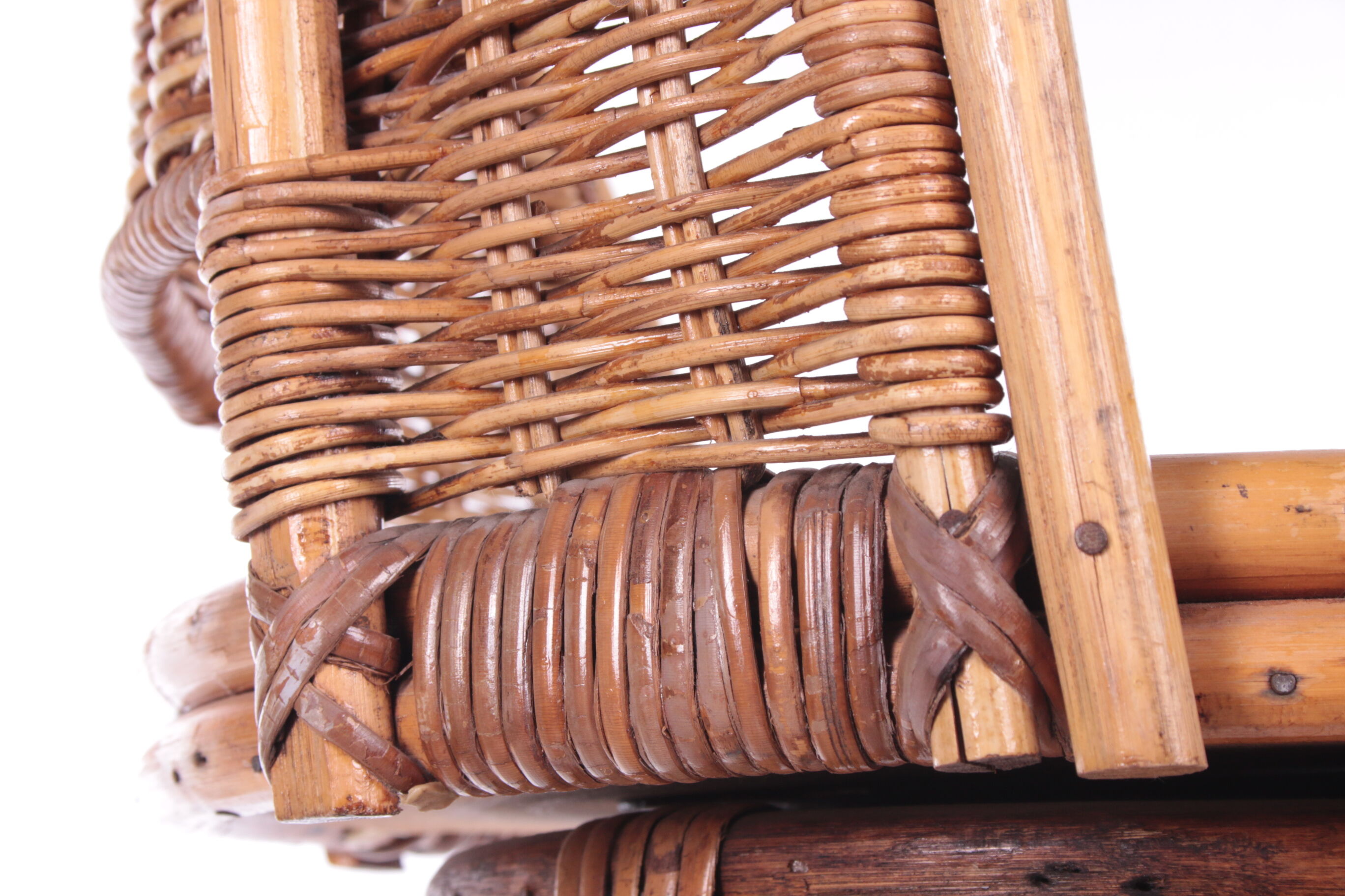 Vintage Rattan Swivel Bar Stool Set, 1950s