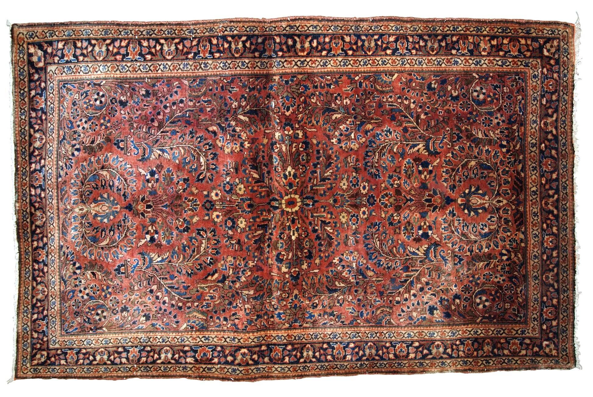 Handmade antique Persian Sarouk rug  x 161cm 1920s - 1B742