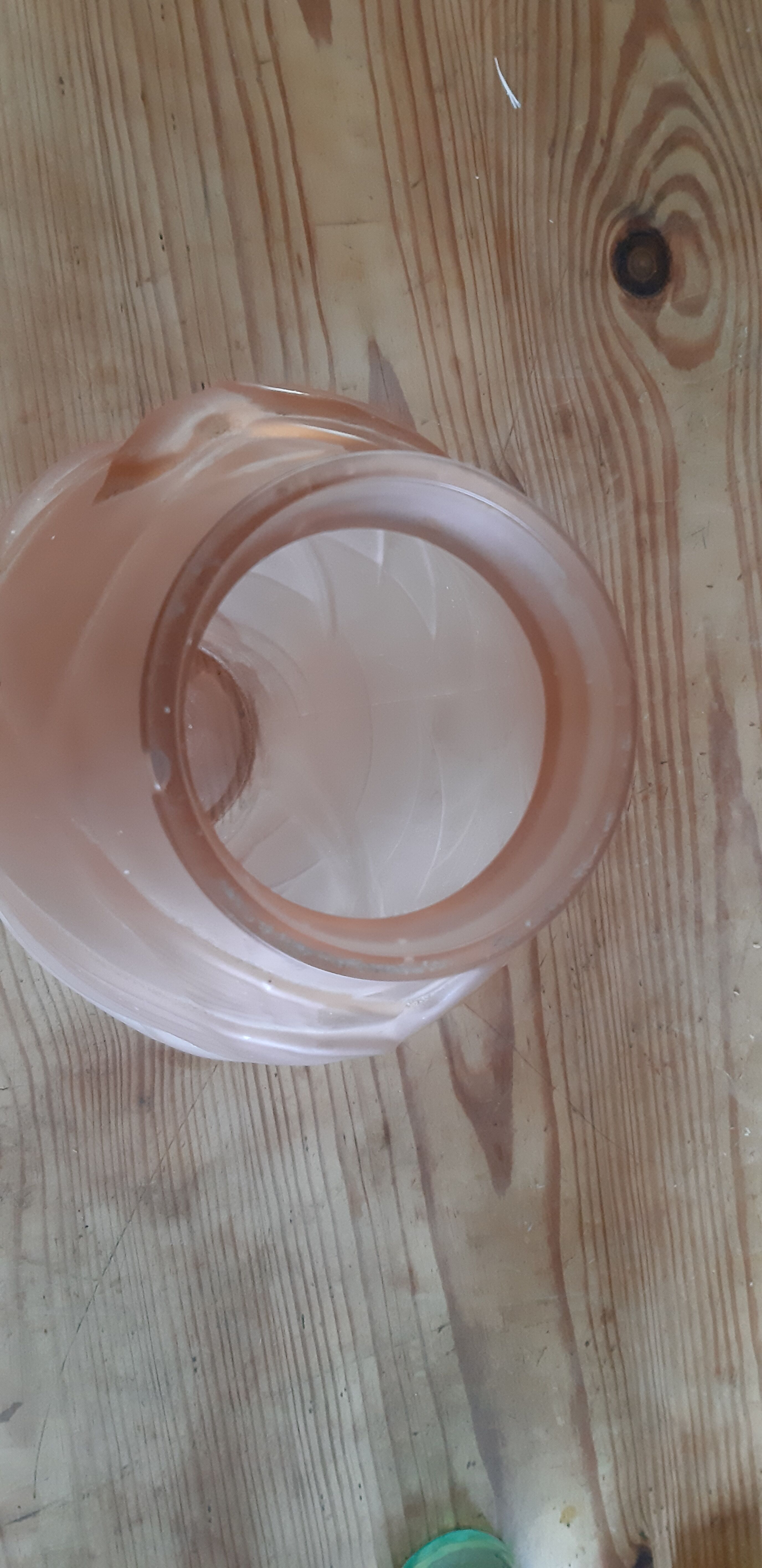 Pair of art deco vases in salmon glass signed NS