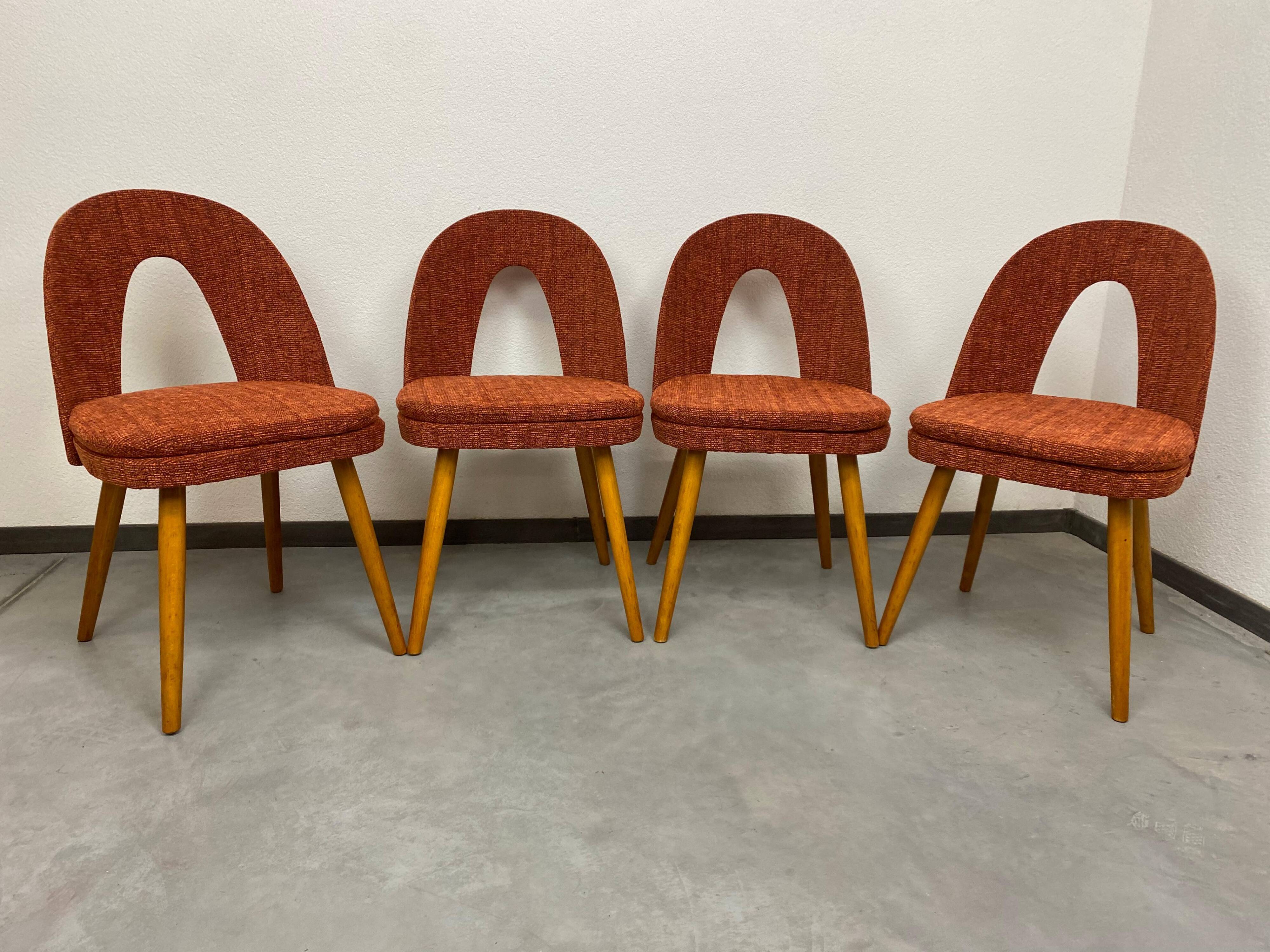 Set of 4 mid-century design dining chairs by Antonín Šuman for Mier Topoľčany.