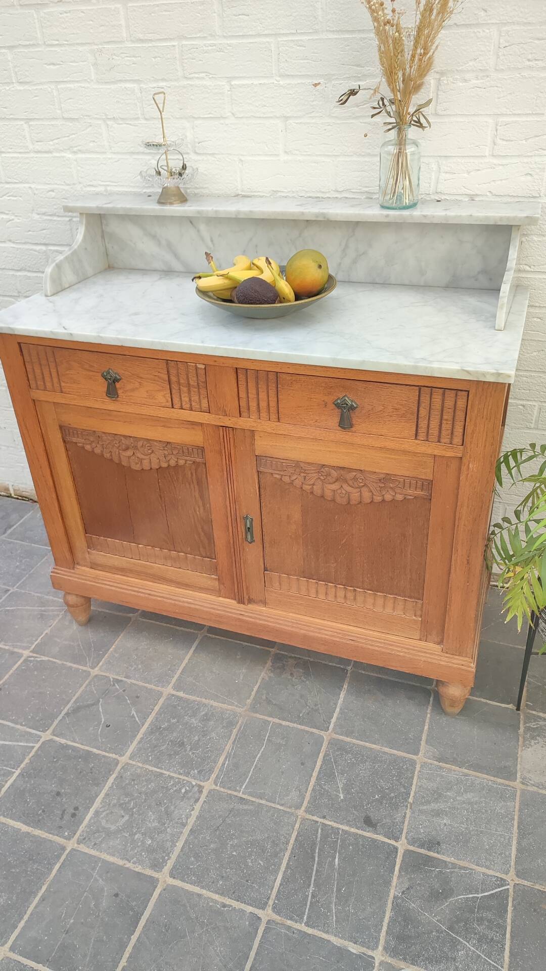 Art Deco oak and marble sideboard