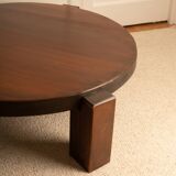 Circular tripod coffee table in oak - 70s