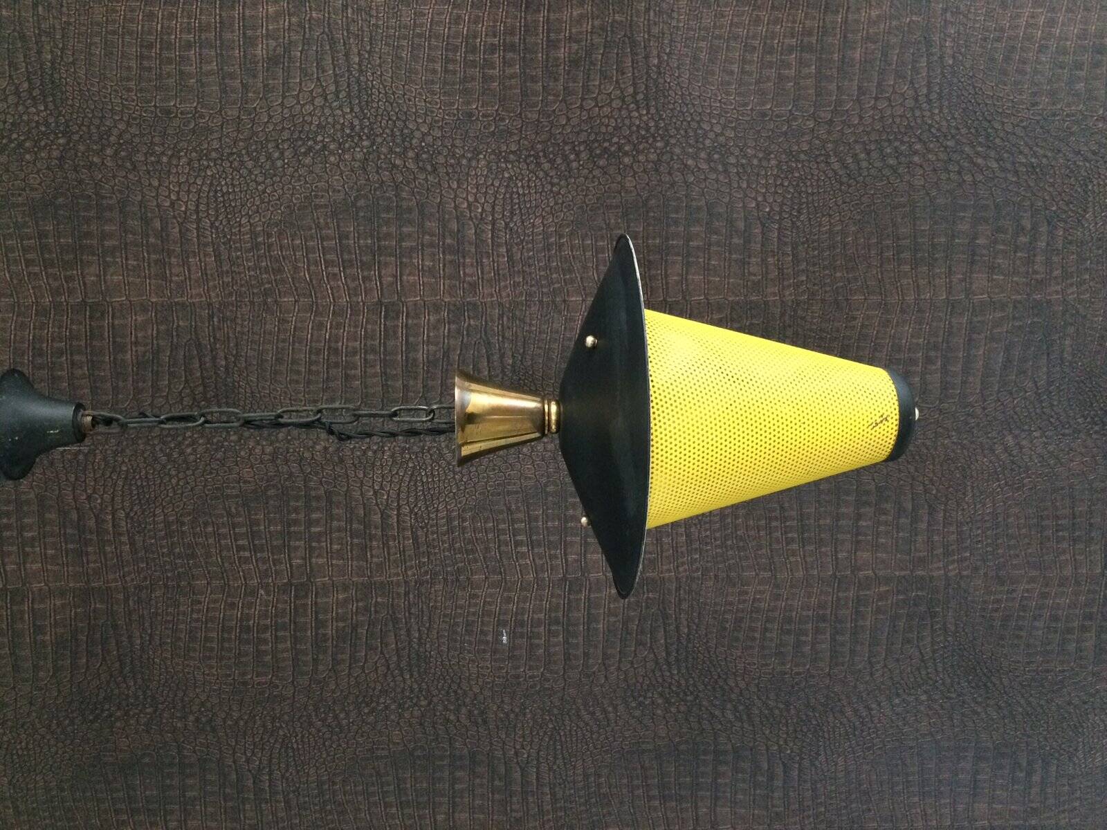 French lantern pendant lamp in the style of Mathieu Mategot, 1950s