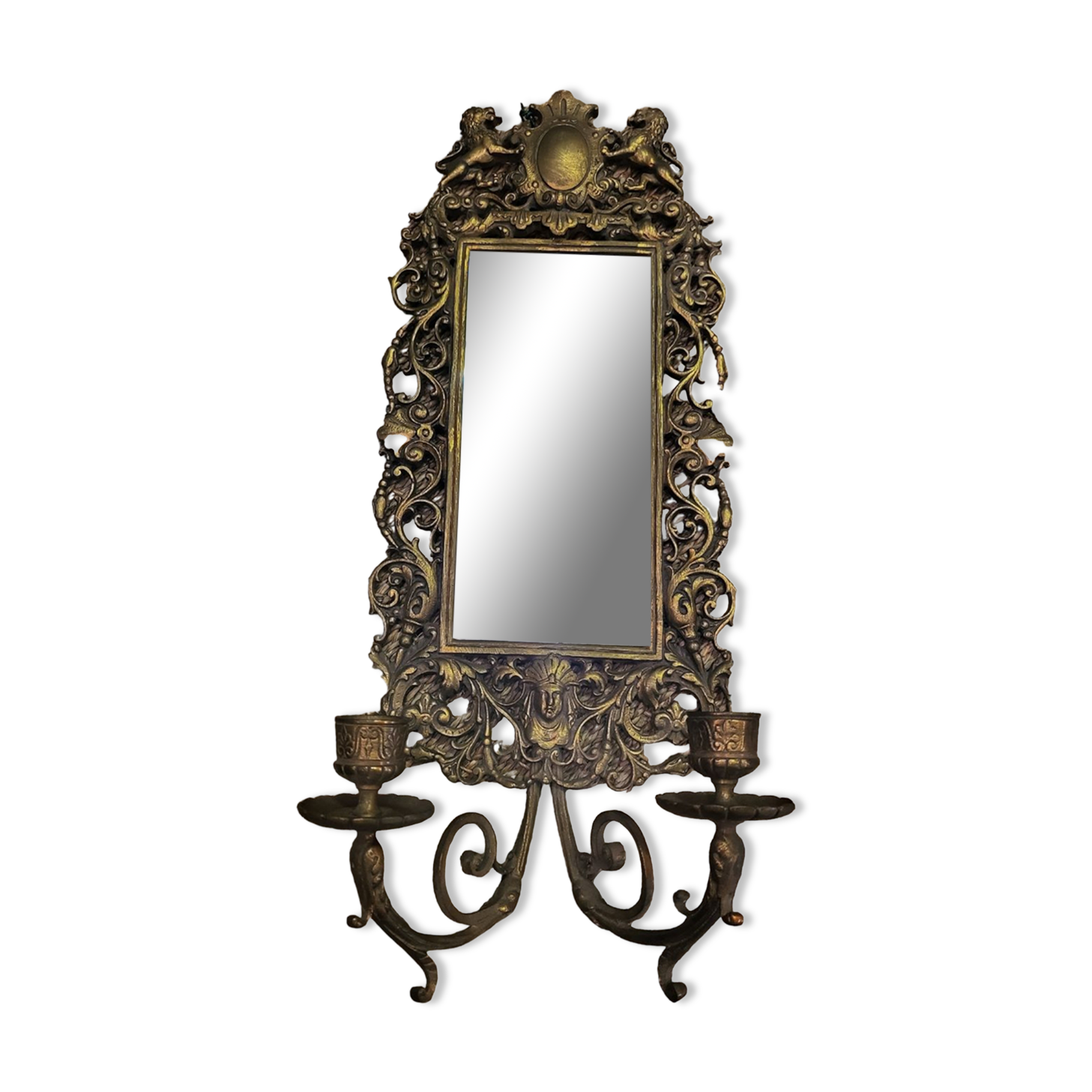 Miroir bougeoirs en bronze 18x46cm