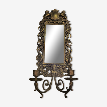 Miroir bougeoirs en bronze 18x46cm