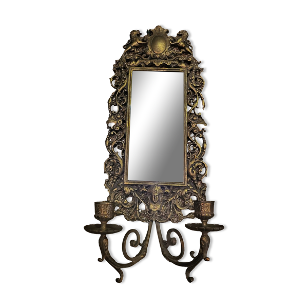 Miroir bougeoirs en bronze 18x46cm — Beyit