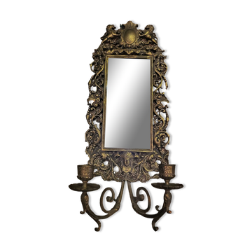 Miroir bougeoirs en bronze 18x46cm