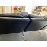 Canapé 3 places en cuir noir PK31-3