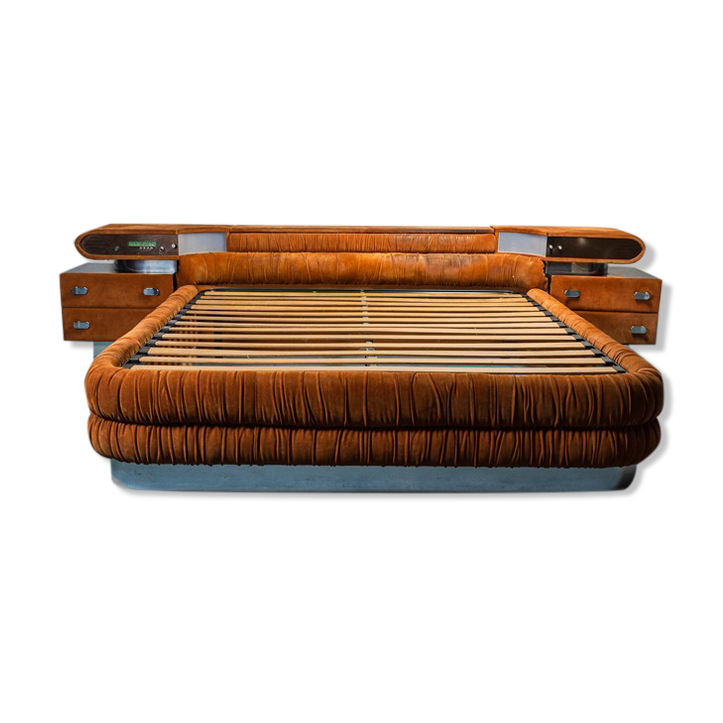 Double bed with alcantara radio 70s vintage modernariato