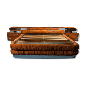 Double bed with alcantara radio 70s vintage modernariato