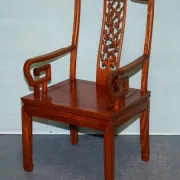 Vintage Oriental Armchair in Carved Teak, China