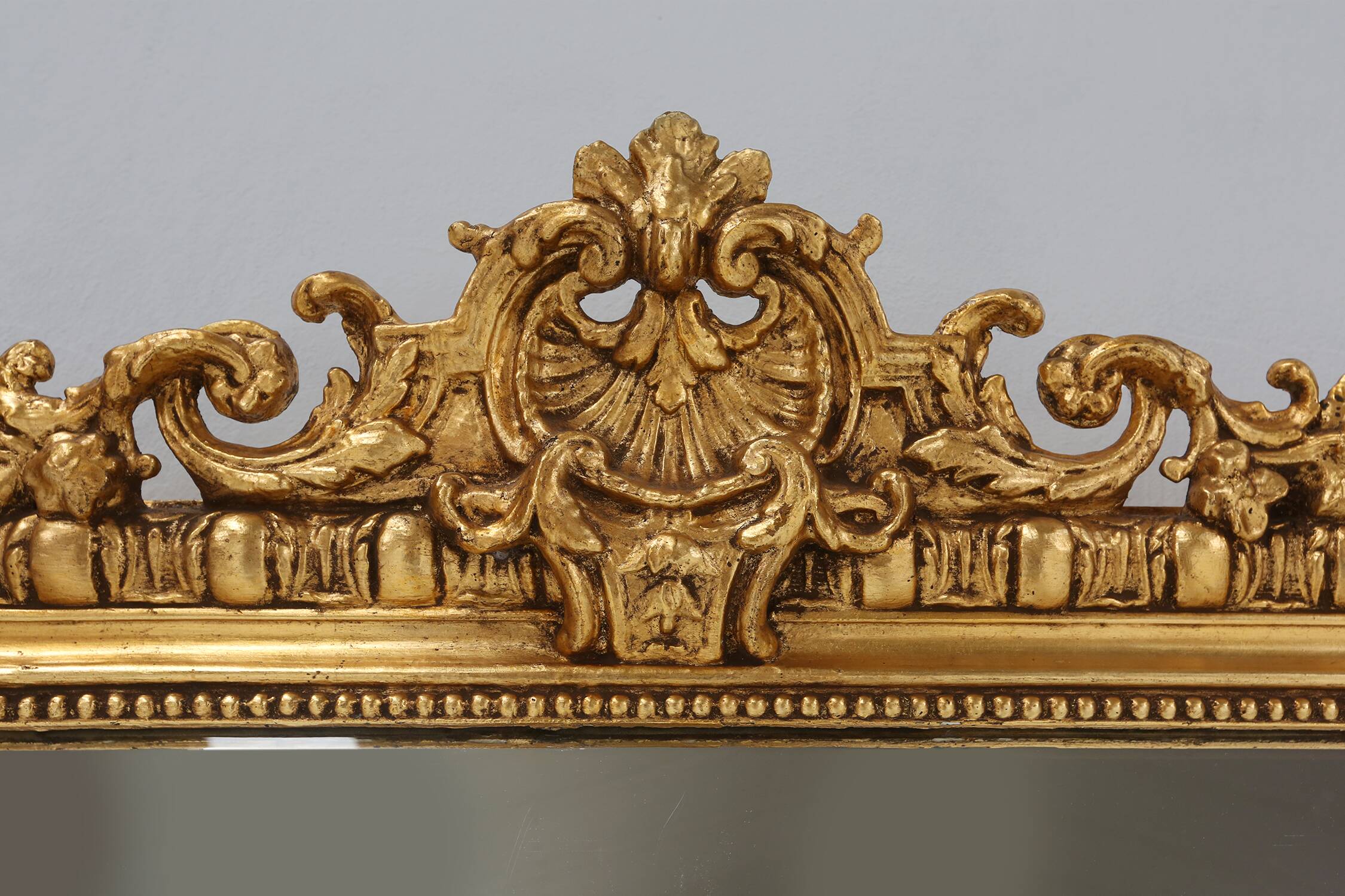 Large French antique gilt wooden chimney mirror, ca 1890