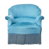 Velvet ottoman chair vintage toad velvet blue 70s