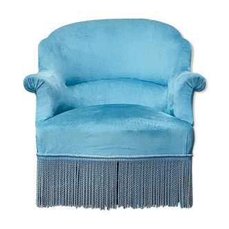 Velvet ottoman chair vintage toad velvet blue 70s