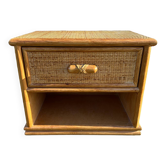 Maugrion bedside table for Roche Bobois, wood and rattan, 1980s