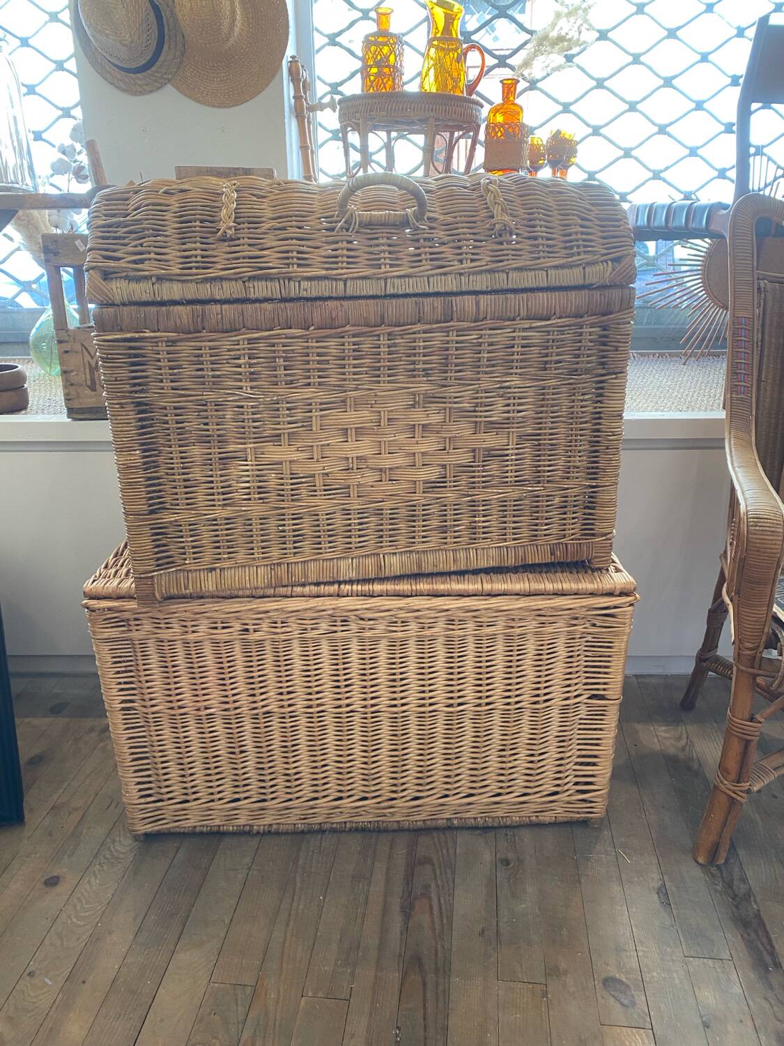 Old wicker trunk
