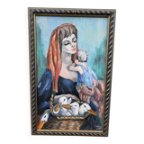 Tableau Allégorie avec femme et canetons XX