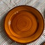 7 flat plates in earthenware Saint Clément vintage brown