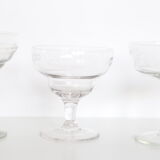 Set of 6 mismatched champagne glasses, chiseled glass