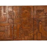 Victory of Segonzac. Triptych panel in carved wood. Contemporary.