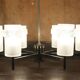 Space age chandelier with 6 lights in chrome and moulded glass by Hillebrand Lighting, 1960s.