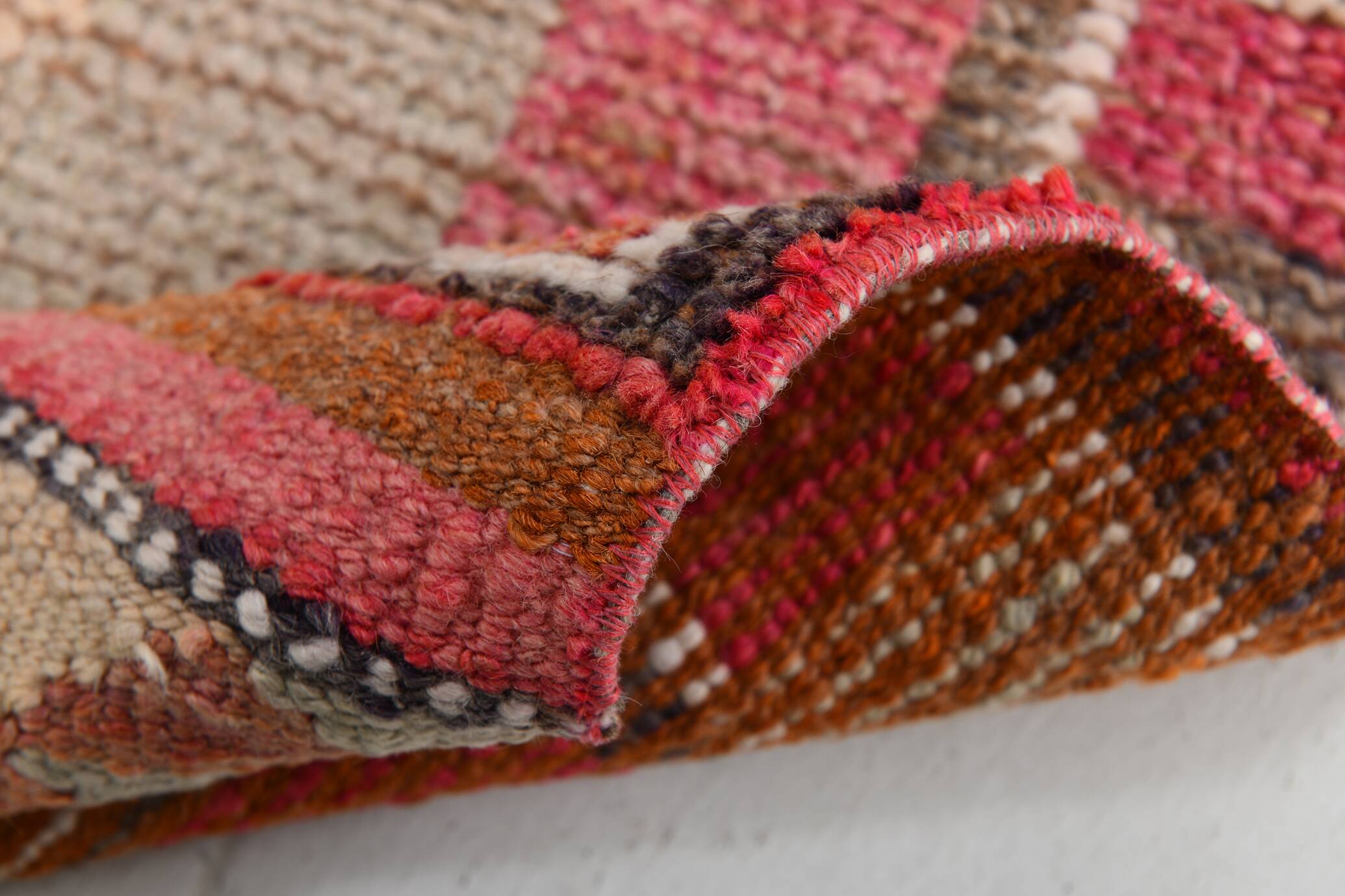 Pink & Red Hallway Vintage Runner Rug, 100x356Cm