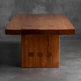 Alpine elmwood dining table in the style of Pierre Chapo, France, 1960s