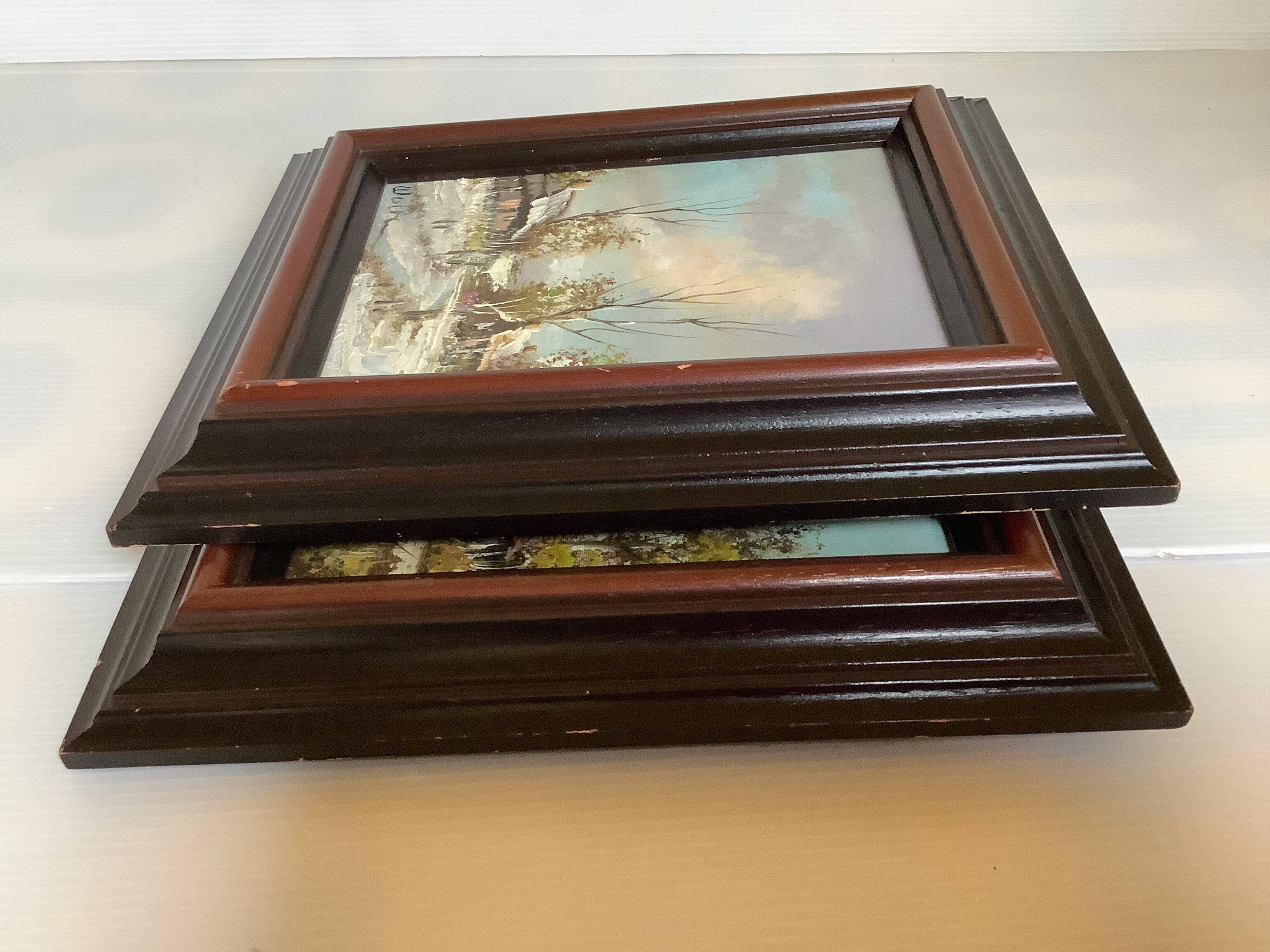 Pair of landscape paintings, oil on cardboard