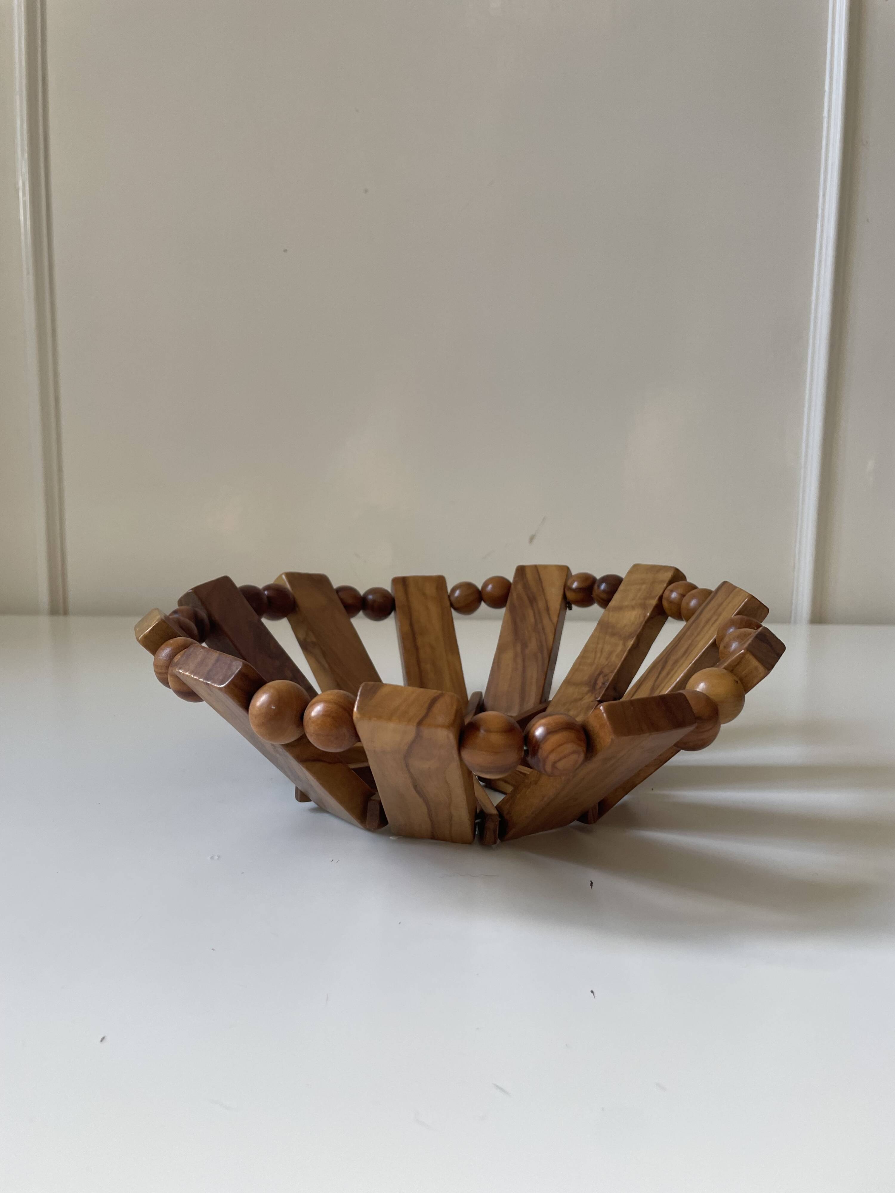 turned wooden fruit basket