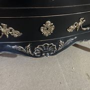 Curved chest of drawers, Louis XV style, Bordeaux type, lacquered in black