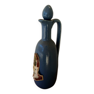 Blue stoneware liquor carafe