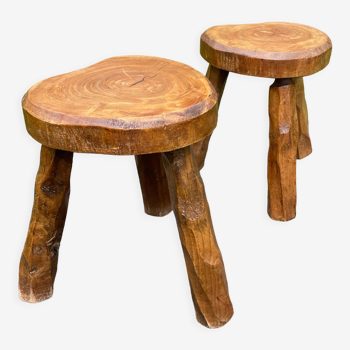 Pair of vintage brutalist stools