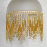French vintage bronze effect single wall light with opaque beaded glass shade.