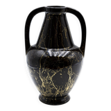 Lucien Brisdoux black and gold art deco vase