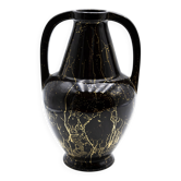Lucien Brisdoux black and gold art deco vase