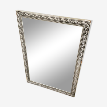 Art Deco mirror in silver stucco  66x45cm