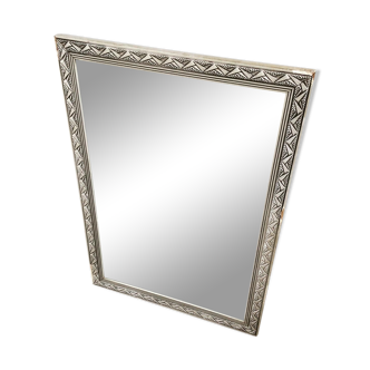 Art Deco mirror in silver stucco  66x45cm